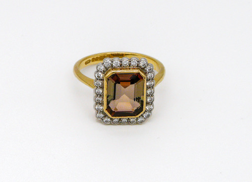 SOLD - A pre-owned andalusite and diamond cluster ring